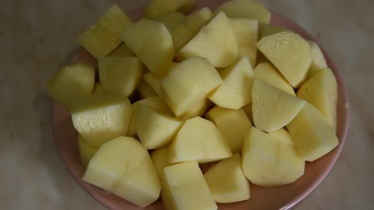 cut potatoes into slices