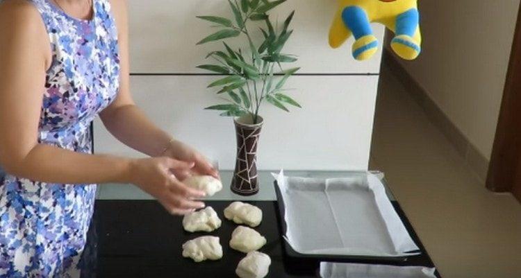 divide the dough into 6 equal servings.