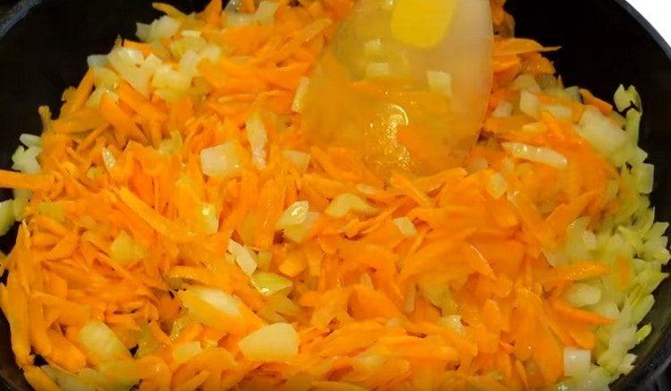 Fry vegetables until soft.