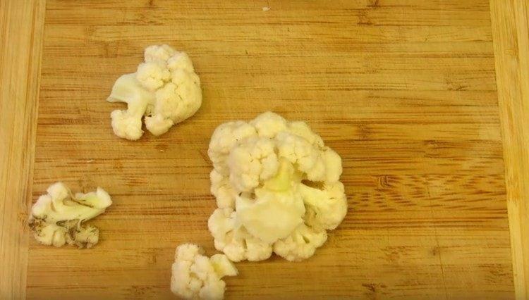 Cauliflower is divided into inflorescences.