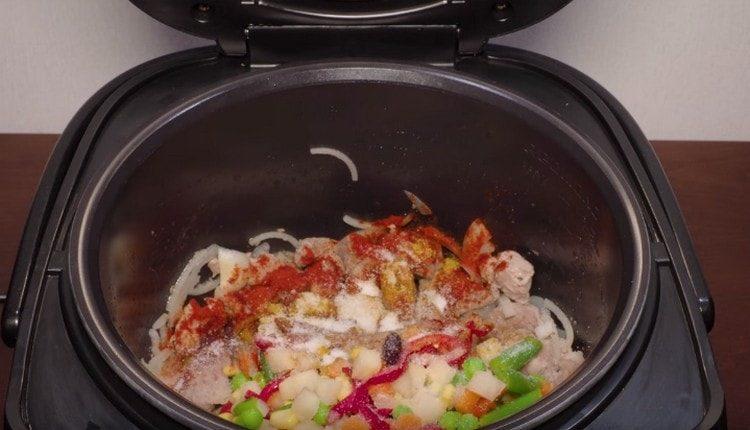 Salt and pepper the dish, add paprika, spices.