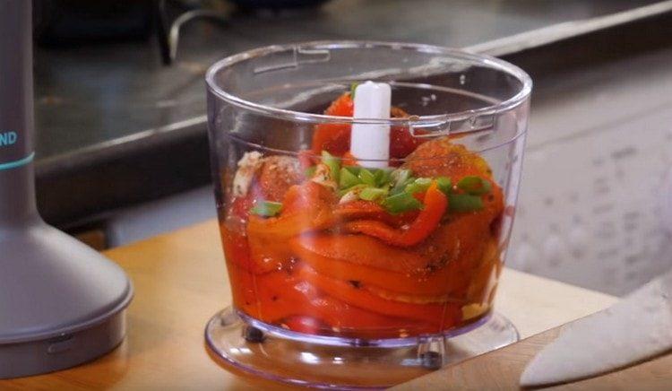 Finely chop the green onion and add to the blender.