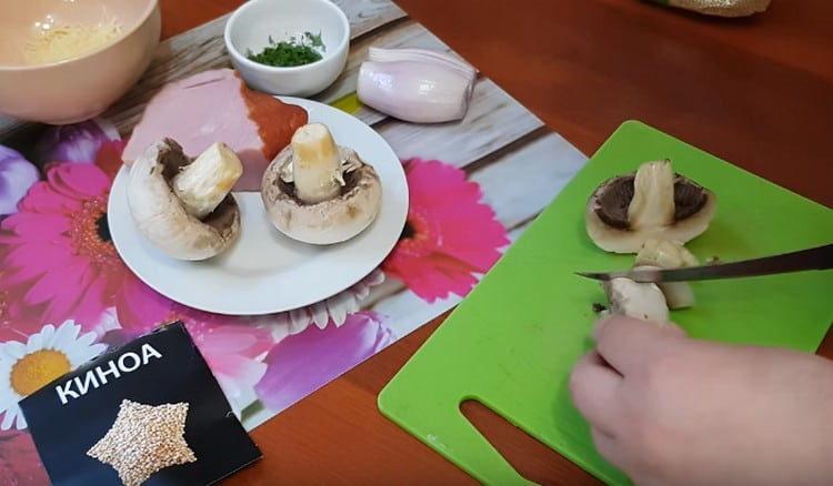 chop mushrooms, dill.