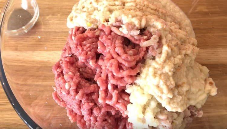 we twist the meat through a meat grinder along with onions and a loaf.