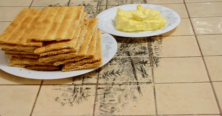 we need ready-made puff cakes and softened butter.