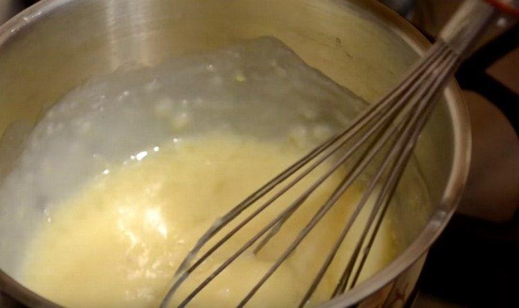 Cook the cream until thickened.