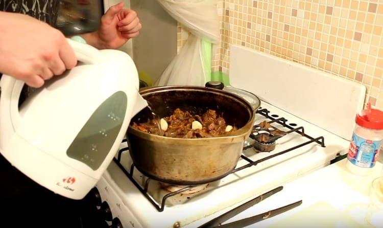 Add water and a little garlic if desired.