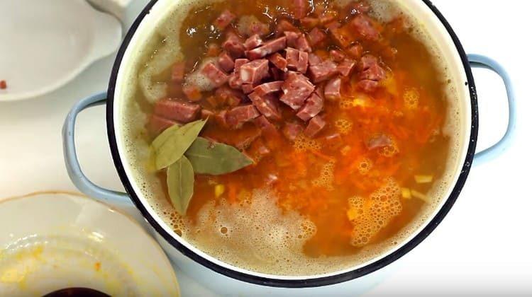 Add salt, pepper, bay leaf.