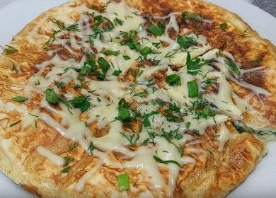 Tasty and satisfying scrambled eggs  in pita bread with cheese