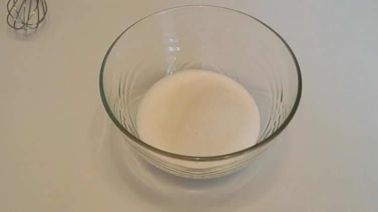 pour sugar into a bowl