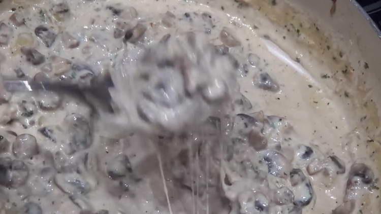 pour the greens into the pan