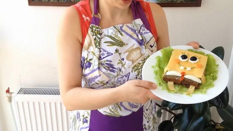 Sandwiches for children according to a step-by-step recipe with a photo