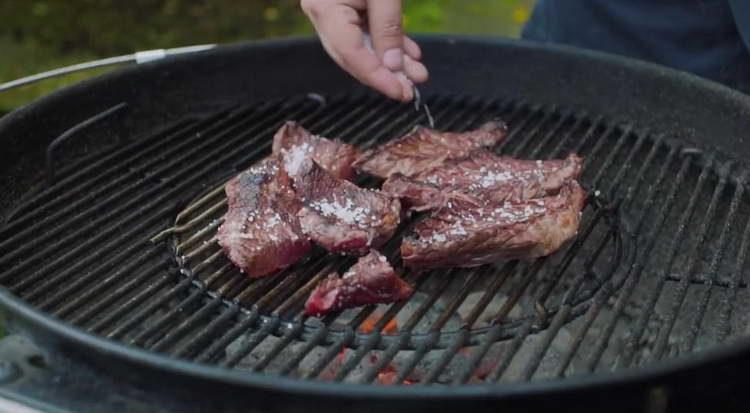 salt the meat on the other side