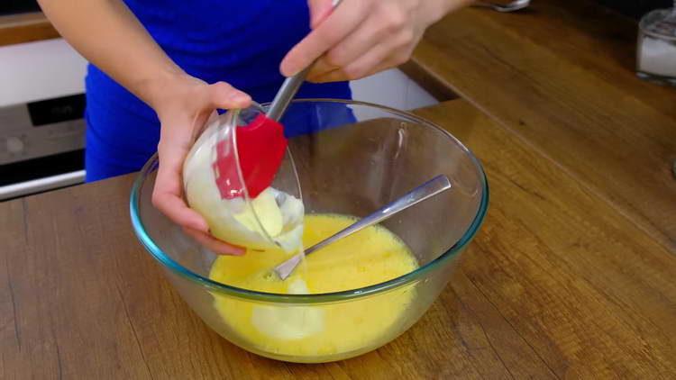 add condensed milk to the eggs
