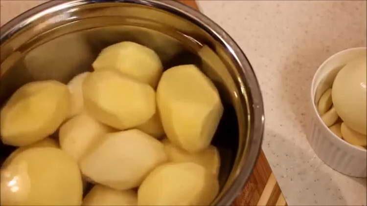 peeling potatoes