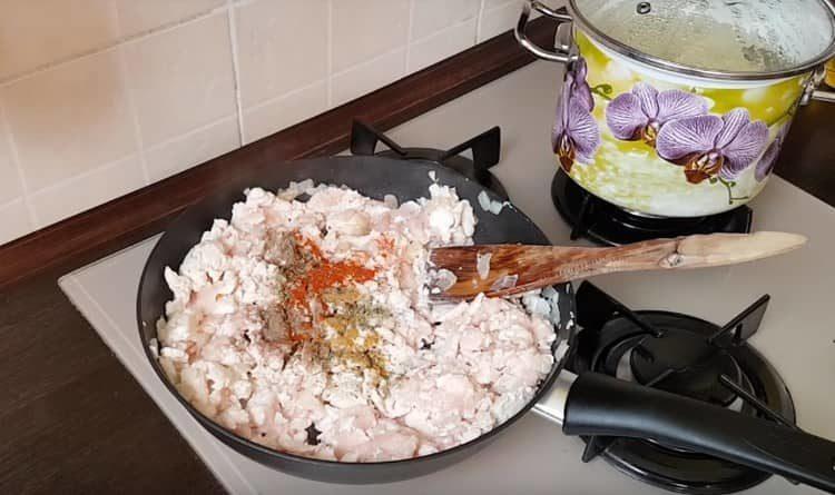 Add spices and salt to the pan.