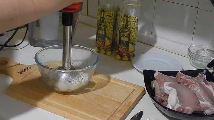 chop onion and garlic with a blender