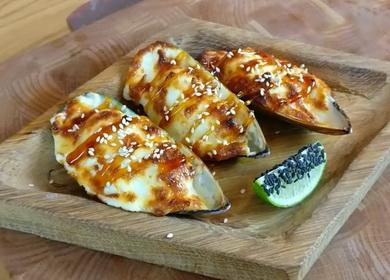 The recipe for funky  mussels with cheese and garlic sauce
