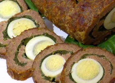 Meatloaf with  egg and spinach