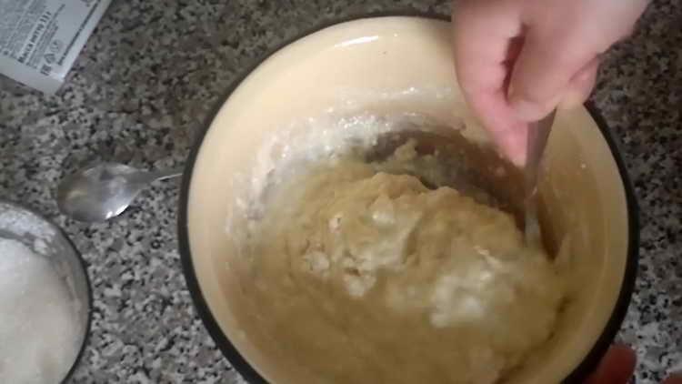 mix the dough with a spoon