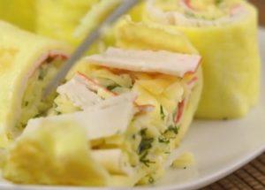 preparing original rolls with crab sticks