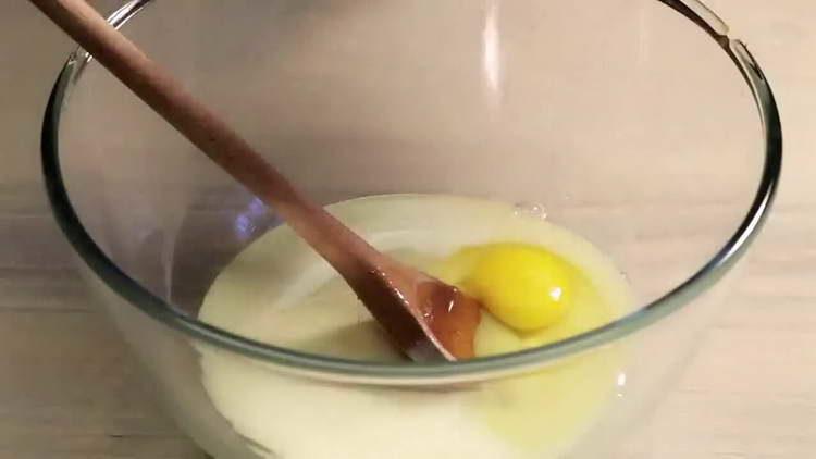 mix egg and condensed milk