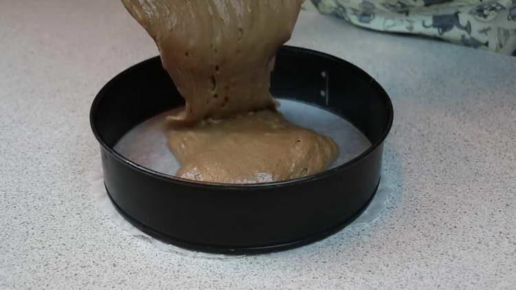 pour the dough into the mold