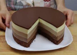 delicious three chocolate cake