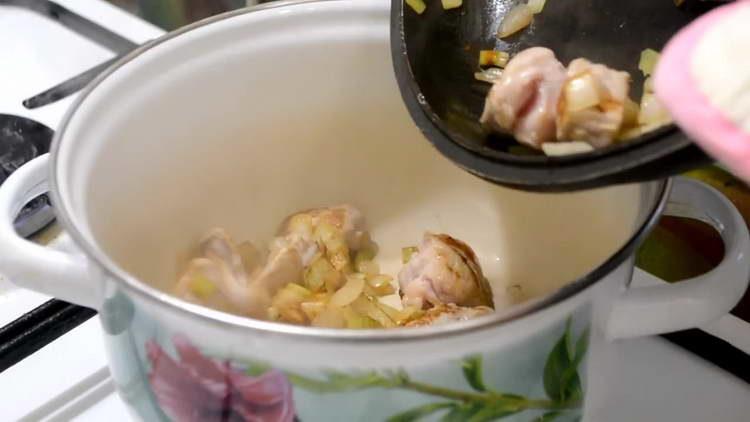 transfer meat and onions to the pan