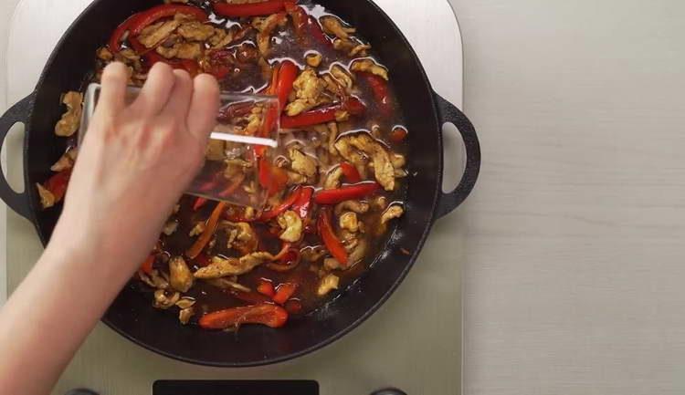 pour water into the pan