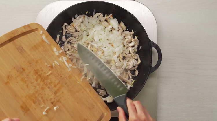 send chopped onion to the pan